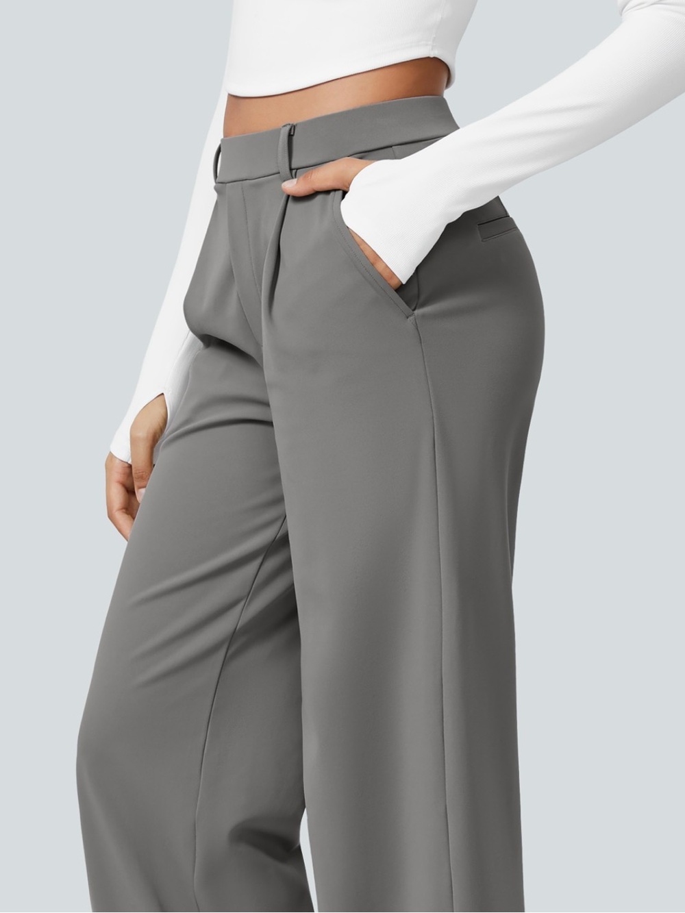 HALARA Women's Wide-Leg Trousers in Gray